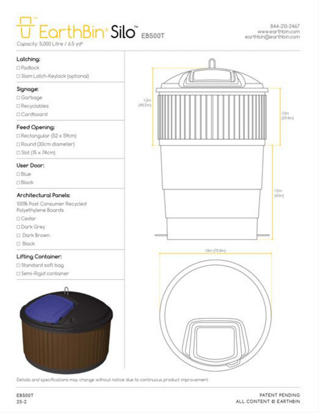 EarthBin SILO 500T cut sheet