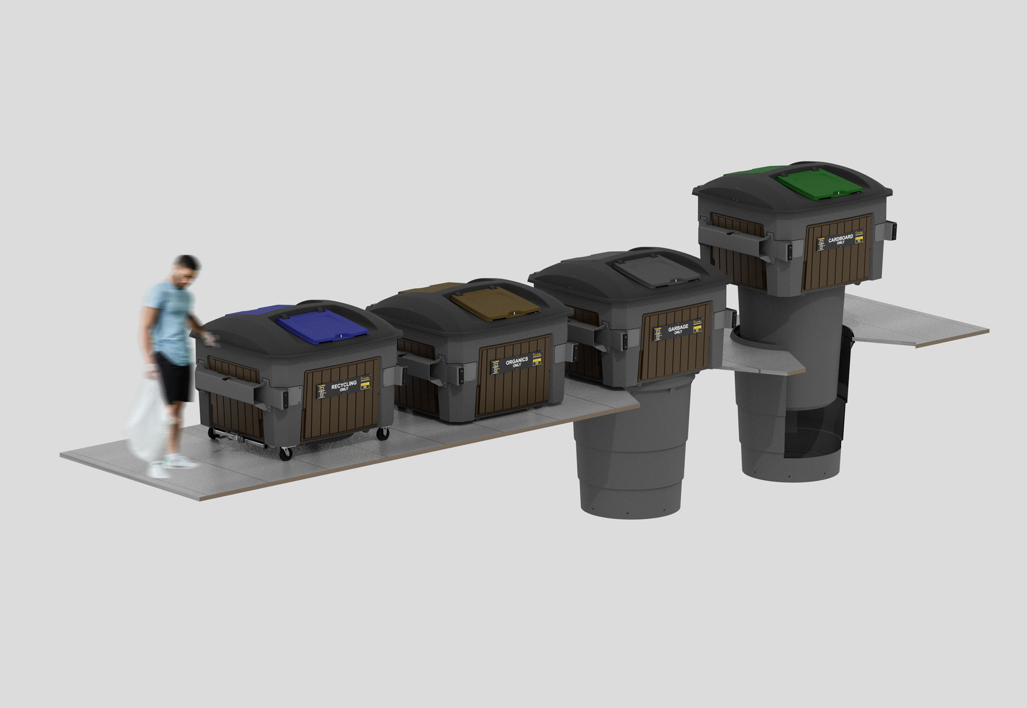 Front-loader truck emptying an EarthBin